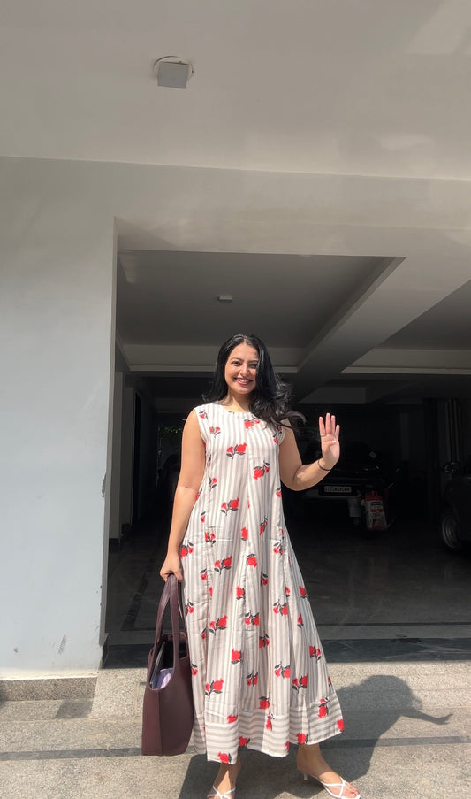 Annar striped pannelled dress for women
