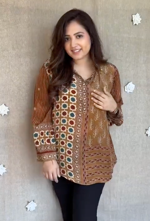 Nayantara Ajrakh Printed Creap Top
