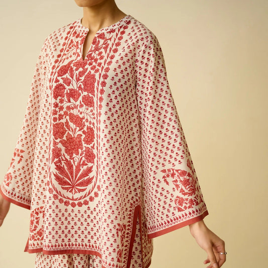 Preetkala Bagh Printed Brick Red Farshi Salwar Set