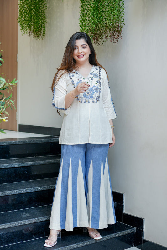 (Lowest price ever )Reet beautiful Denim kali pant cordset for women.