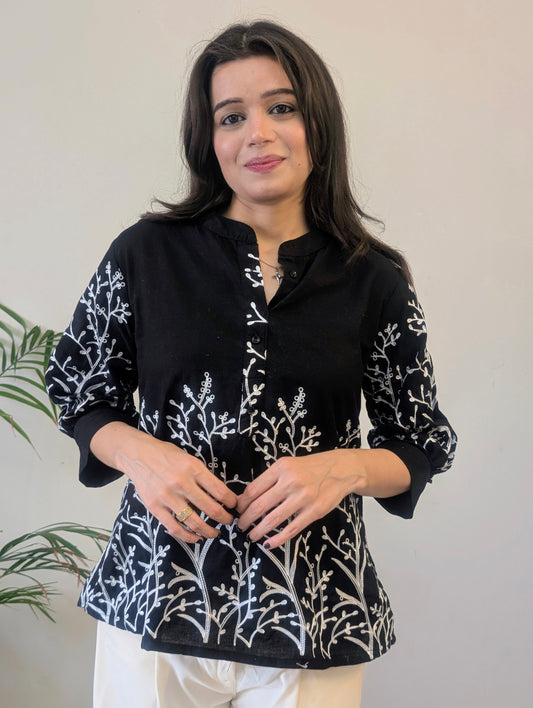 Alisha flex cotton embroidered top