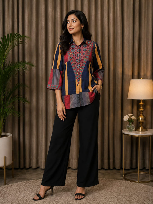 Nayantara Ajrakh Printed Creap Top