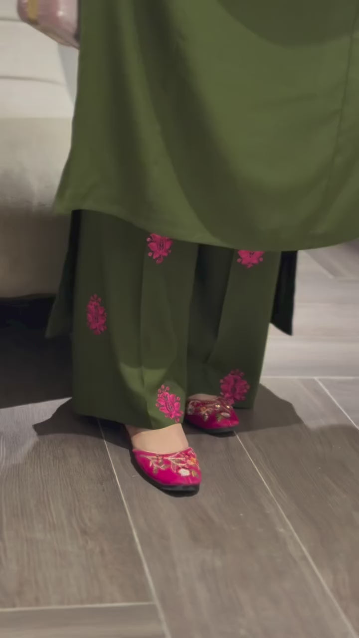 Hayyat Olive Blossom Luxury Embroidered 2-Piece Set