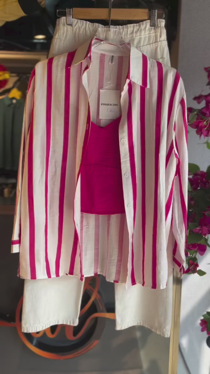 Leewa pink strip pure cotton shirt (Only shirt)