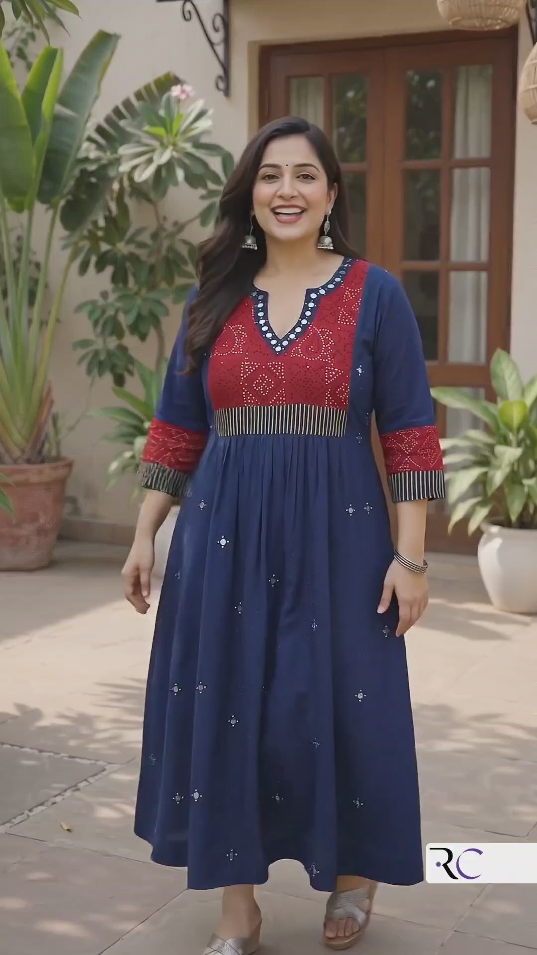 Sheesha Blue Mirror Work Casual Dress for women