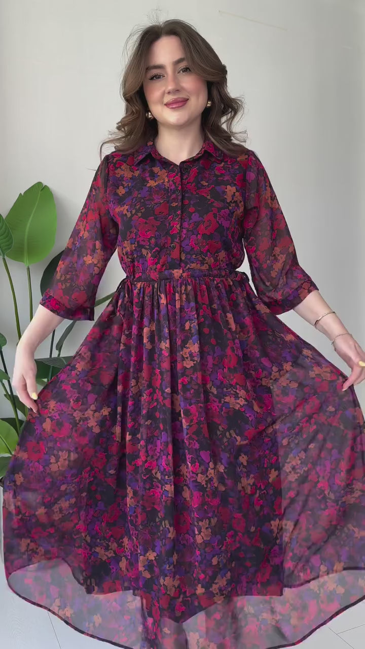 Safar floral print maxi dress with perfect waist belt.