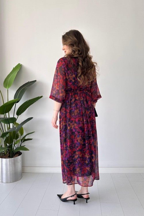 Safar floral print maxi dress with perfect waist belt.